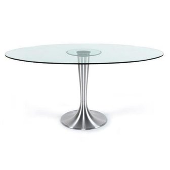 Ovale design veiligheidsglas en van geborsteld aluminium - Design - Saarinen Tulip specialist in ovale- en ronde eettafels