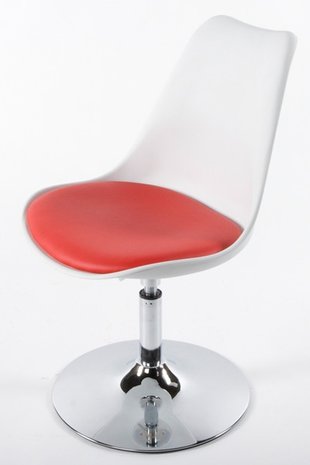 Retro design stoel draaibaar, Wit/Rood - Eigenwijs Design Saarinen Tulip specialist in ovale- en ronde eettafels