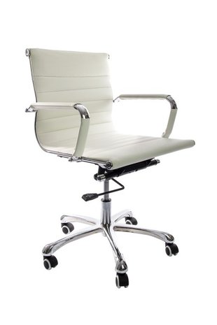 Retro bureau stoel laag wit split voor thuis of op - Eigenwijs Design - Saarinen specialist in ovale- en ronde eettafels
