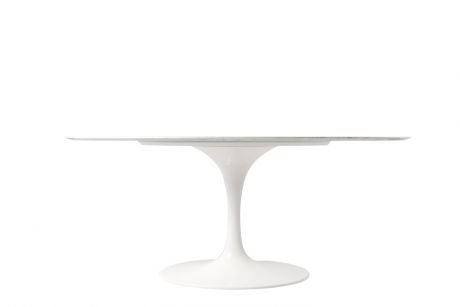 Ronde Saarinen Tulip tafel 160 met mat wit blad - - Saarinen Tulip specialist in en ronde eettafels