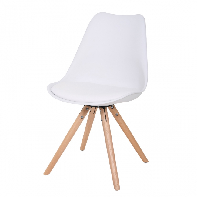 Trendy eetkamer stoel met vast zitkussen en houten poten - Eigenwijs Design - Tulip specialist in ovale- en ronde eettafels