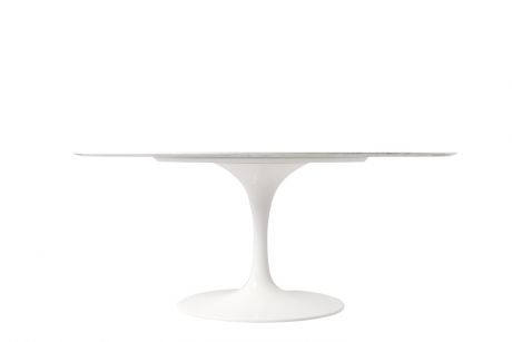 Haiku team getuigenis Ronde Saarinen Tulip tafel 180 cm met mat wit blad - Eigenwijs Design -  Saarinen Tulip specialist in ovale- en ronde eettafels
