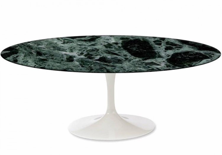 Ovale Saarinen Tulip tafel 199x120cm, groen marmer, verde, Guatem