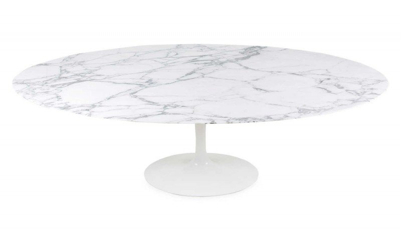 Ovale Saarinen Tulip tafel met marmeren blad Eigenwijs Design